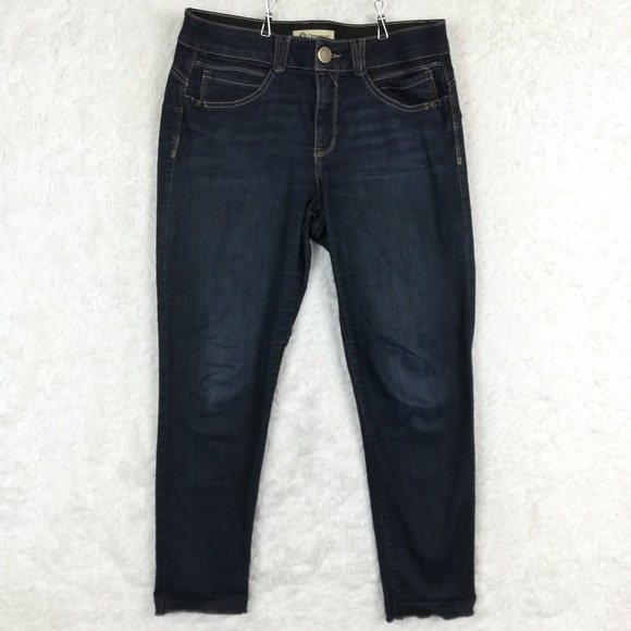 Democracy Womens Jeans "Ab"solution Skinny Ankle Blue Denim Raw Hem Dark Wash 12 - Picture 1 of 10